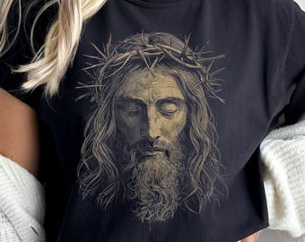 Comfort Colors® Vintage Sepia Jesus Shirt, Christian Shirt, Minimal Christian Shirt for Women, Jesus Christ Shirt Christian Streetwear