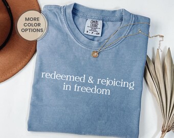 Comfort Colors® Patriotic Christian Shirt, Freedom Shirt, Christian Merch, Minimalist Christian Gift, Jesus Gift for Believers, USA Freedom