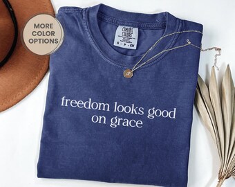 Comfort Colors® Patriotic Christian Shirt, Freedom Shirt, Christian Merch, Minimalist Christian Gift, Jesus Gift for Believers, USA Freedom