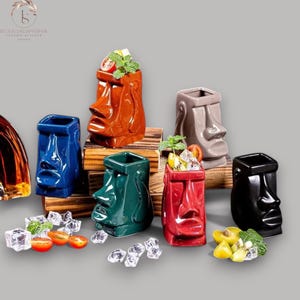 Tiki-Tasse aus Keramik | Hawaiianische Cocktailtasse | Kreative Tiki-Tassen für die Hausbar | Luxusgeschenk für Cocktail-Liebhaber | Tropisches Bar Dekor
