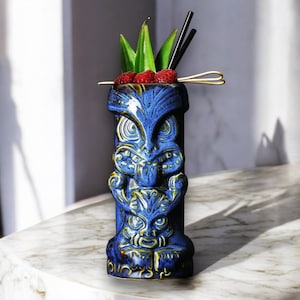 Eulenform Tiki-Becher | Keramik Bierkrug | Einzigartige Kaffeetasse | Vintage Tiki Bar Trinkgefäß | Handgemachtes Keramik Kunsthandwerk | Cocktailtasse |