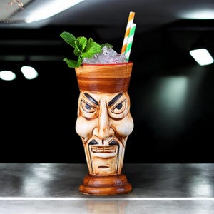 Hawaiianische Tiki-Tasse | Keramik Insel Cocktailtasse | Vintage Barzubehör | Bier-Wein-Getränkebecher | Exotisches Tiki Bar Werkzeug | Tropisches Party-Trinkgefäß