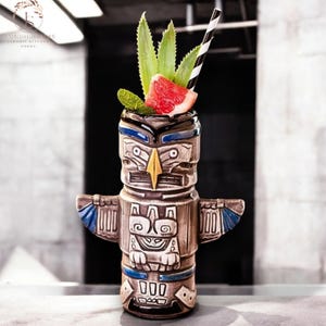 Handpainted Tiki Mug Drinkware || Tiki Style Mug || Ceramic