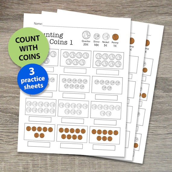 1st Grade Math Worksheets | 2nd Grade Math Worksheets | Money Worksheets | Counting Money | Counting Coins | Homeschool Learning Worksheets