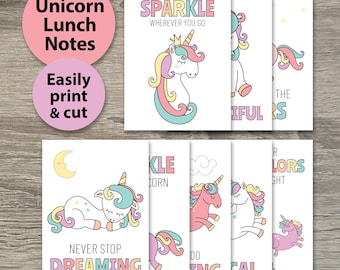Printable Lunch Box Notes | Lunch Notes for Kids | Unicorn Lunch | Unicorn Lunch Box Notes | Positive Messages Printables | School Notes