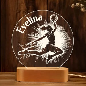 Basketball Night Light, Personalized Sports Lamp, Custom Engraved Basketball LED Light, Unique Gift for Sports Fan, Bedroom Decor