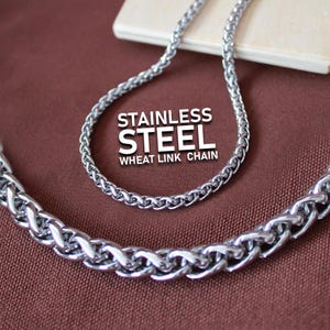 Wheat Chain Stainless Steel Necklace, Viking Necklace Stainless Steel Wheat Chain Necklace for Men & Women Spiga Chain, Wheat Chain