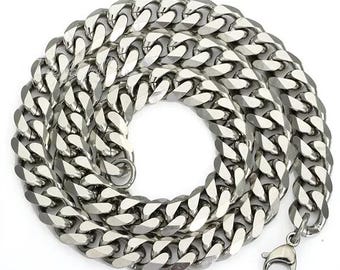11mm Cuban Link Chain, 316L Stainless Steel, Chunky Cuban Link Chain, Miami Cuban Chain, Curb Chain, Silver Curb Chain Necklace