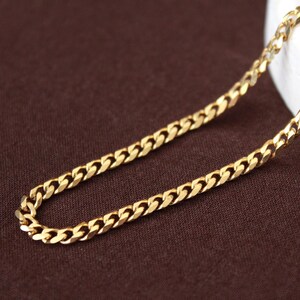 3mm 18K Gold Chain Necklace, Mens Gold Cuban Link Chain, Mens Jewelry,  Gold Chain For Men, Gold Plated Chain Men, Mens Gold Chain 3mm