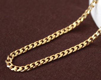 3mm 18K Gold Chain Necklace, Mens Gold Cuban Link Chain, Mens Jewelry,  Gold Chain For Men, Gold Plated Chain Men, Mens Gold Chain 3mm