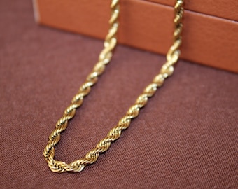 18K 3mm Rope Chain Mens, Gold Mens Necklace, Stainless Steel 3mm Chain, Gold Chain, Gold Twist Rope Chain, For Man Boyfriend, Gift Man