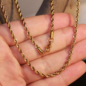 3mm 18K Gold Chain Necklace, Mens Gold Cuban Link Chain, Mens Jewelry,  Gold Chain For Men, Gold Plated Chain Men, Mens Gold Chain 3mm