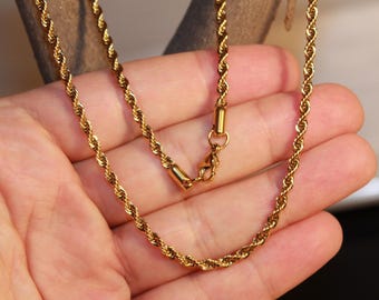 3mm 18K Gold Chain Necklace, Mens Gold Cuban Link Chain, Mens Jewelry,  Gold Chain For Men, Gold Plated Chain Men, Mens Gold Chain 3mm