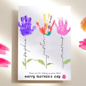 Personalized Mother&#39;s Day Handprint Art: Flower Keepsake (Digital Download