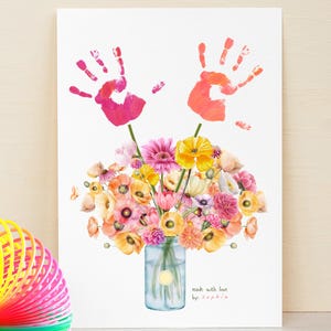 Mother&#39;s Day Handprint Bouquet Gift, Gift for Mom Handprint Flower, Flower Handprint, Mothers Day Craft, Children Baby Kids Toddler Activity