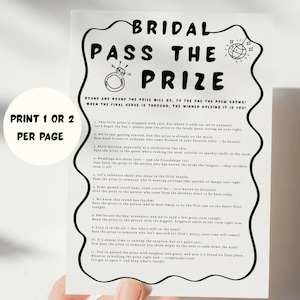 Bridal Pass the Prize I Pass the Gift Game I Bridal Shower Party Game I Pass the Gift Poem I Pass the Prize Bridal Shower I Left Right Game