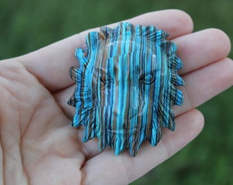 Fordite Striped Large Hand Carved Lion Cabochon