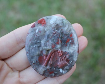 Death The Pale Horse Natural Dragons Blood Jasper Hand Carved Four Horseman Horse Large Oval Cabochon
