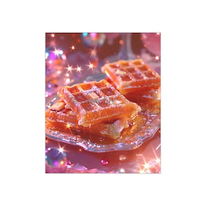 Country Waffles Art Print: Hyperrealistic Food Pop Art (9x11 Inches)
