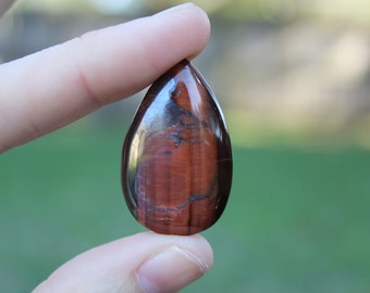 Tear Drop Natural Tigers Eye Hematite Cabochon