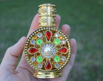 Renaissance Royal Tudor Golden Rhinestone Glass Stick Vial Large Perfume Bottles 12ml 1PC Oil Bottle