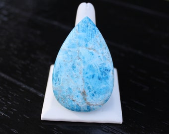 Natural Blue Apatite Large Pear Cut Hand Carved Crystal Cabochon