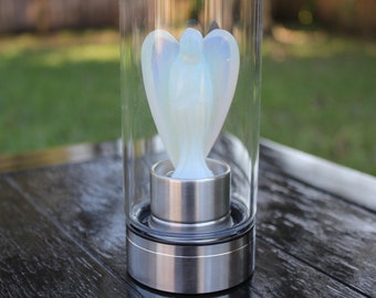 Bouteille d'eau en verre en acier inoxydable Angel Ghost Stone, opalite, 600 ml