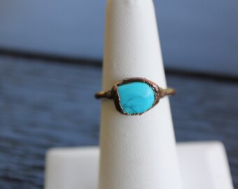 Raw Turquoise Ring Natural Turquoise Ring Turquoise Jewelry Copper Ring Electroformed Ring Electroformed Jewelry Copper Turquoise Ring Stack