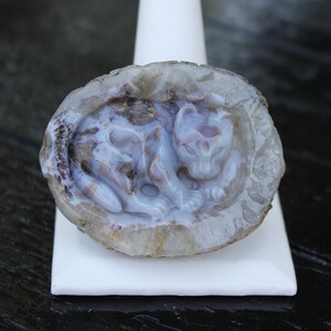 Hand Carved Natural Blue Agate Baby Leopard In Womb Geode Cabochon image 5