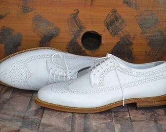 Zapatos Oxford de cuero blanco hechos a mano: zapatos de vestir clásicos para hombre para uso formal e informal, regalo para él, regalo para ella y zapatos de boda