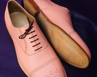 Handmade Pink Leather Oxford Shoes | Dress Shoes | Wedding & Formal Footwear | Gift For Him | Gift For Her, Party shoes, Office shoes