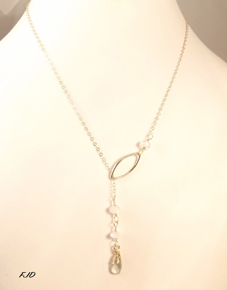 Gold and Gemstone Lariat Necklace