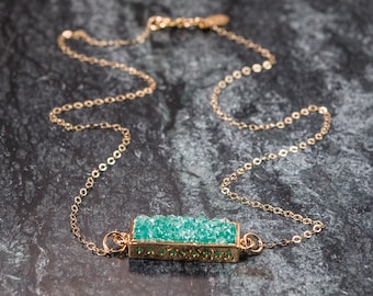 Druzy and Gold Necklace
