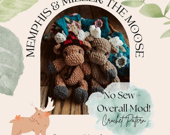 Memphis & Miller Moose Crochet Pattern Bundle | No Sew Crochet Moose (PDF Download)
