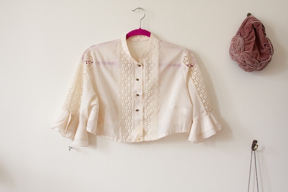 70s does Victorian Style Crochet Crop Top Size S-L