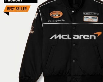 Chaqueta de carreras McLaren / Chaqueta bomber de estilo deportivo / Chaqueta de F1 negra para hombre y mujer