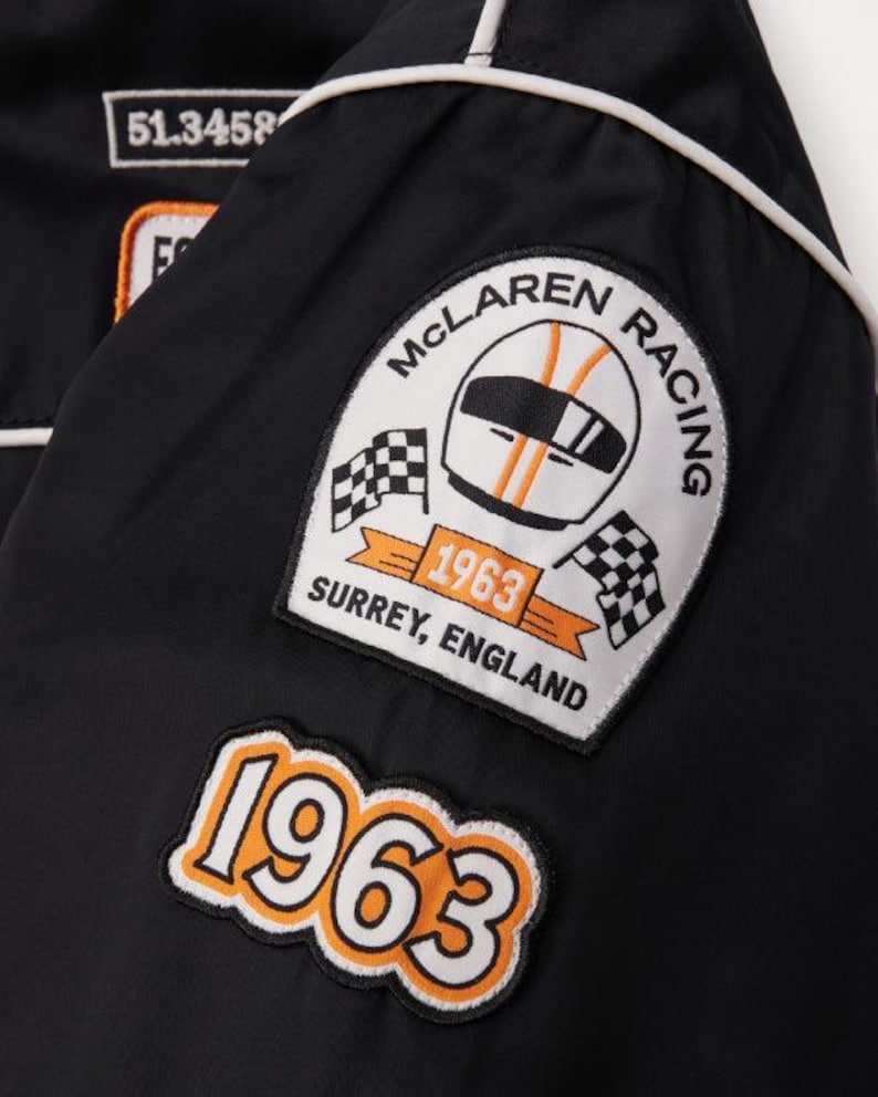 McLaren Racing Jacka | Motorsport Streetwear Bomberjacka | Svart F1 Motorsportjacka för Herr & Dam bild 6