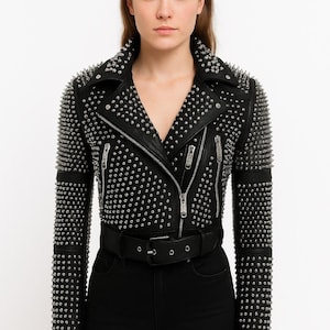 Punk Rock Studded Leather Biker Jacket – Heavy Metal Spiked Moto Jacket for Men & Women – Gothic Motorcycle Jacket – Handmade Rocker Style