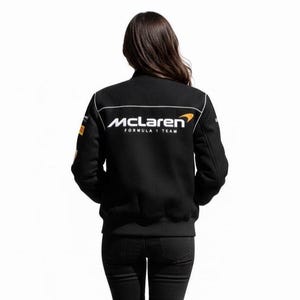 McLaren Racing Jacka | Motorsport Streetwear Bomberjacka | Svart F1 Motorsportjacka för Herr & Dam bild 4