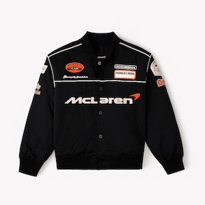 McLaren Racing Jacket Men’s Bomber Style |Black McLaren Jacket| Light Weight Jacket | F1 Motorsport Fan Gift | Vintage Racing Jacket |