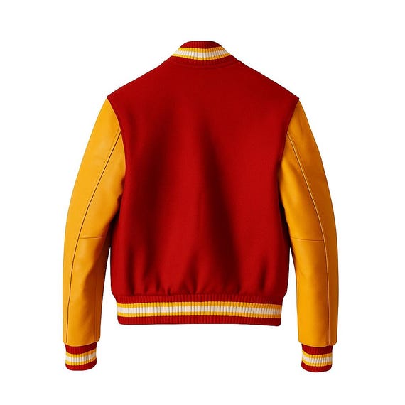 Red & Gold Embroidered Varsity Bomber Jacket – Vintage 80s Retro