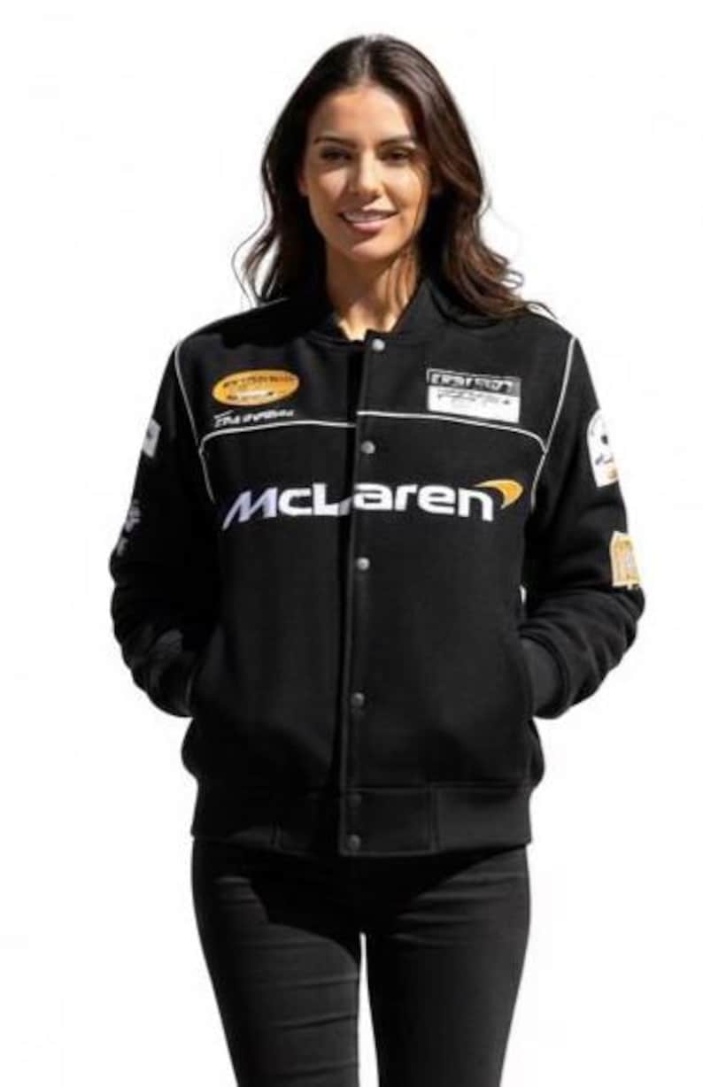 McLaren Racing Jacka | Motorsport Streetwear Bomberjacka | Svart F1 Motorsportjacka för Herr & Dam bild 3