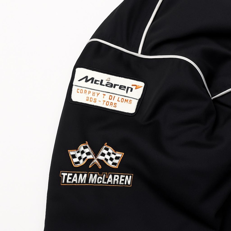 McLaren Racing Jacka | Motorsport Streetwear Bomberjacka | Svart F1 Motorsportjacka för Herr & Dam bild 7