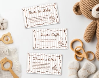 Editable Diaper Raffle, Books for Baby and Thank you Card, A little bean is brewing baby shower cards Bundle Gender neutral