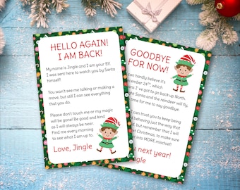 Christmas Elf Arrival & Goodbye Letter Bundle, Editable North Pole Elf Letters, Whimsical Kids Christmas printable Template Digital Download