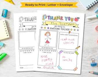 Página para colorear de agradecimiento al profesor (imprimible), regalo de agradecimiento hecho a mano, carta para la semana de agradecimiento al profesor, regalo para el último día de clases.