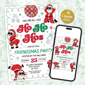 Ho Ho Hos Friendsmas evite, Funny Friendsmas Invitation, Friendsmas Party, Comfy and Cozy Christmas Party Invitation, Adult Holiday Party