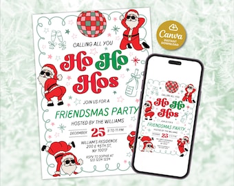 Ho Ho Hos Friendsmas evite, Funny Friendsmas Invitation, Friendsmas Party, Comfy and Cozy Christmas Party Invitation, Adult Holiday Party