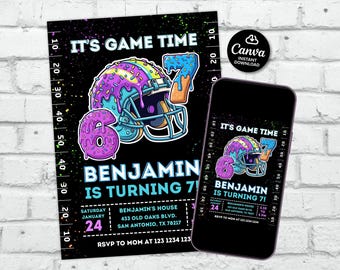Six Seven Birthday Party Invitation, Football birthday invitation, American football party invite, Sports Bruh birthday invite, Six seven