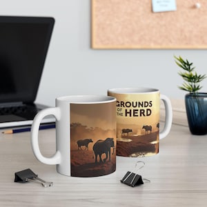 Elephant Coffee Mug: Safari Sunset Art, Wildlife Lover Gift